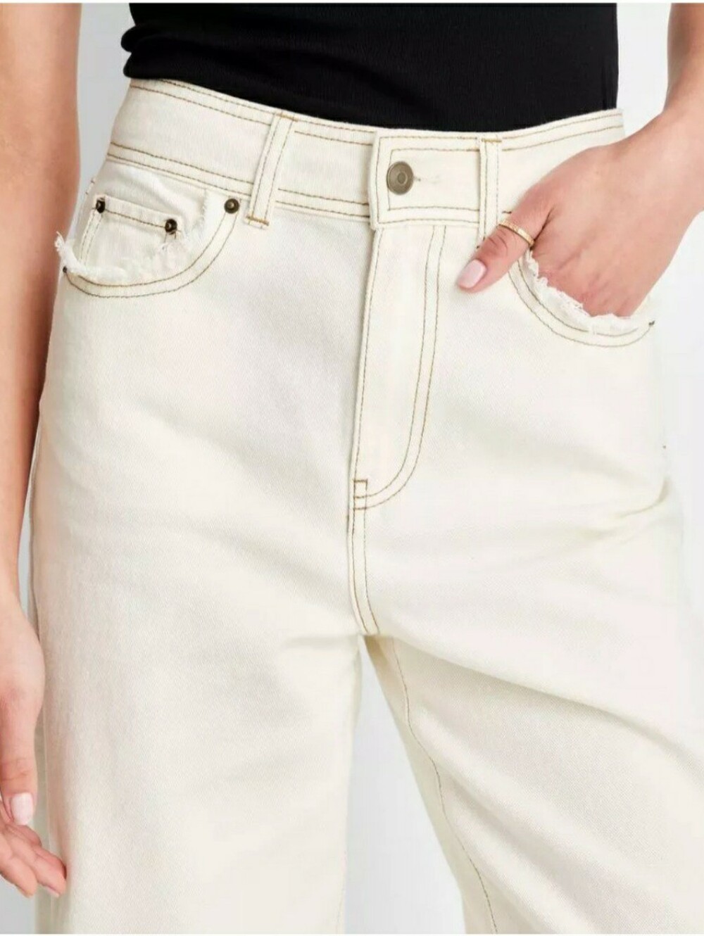 Future Collective x Jenny K Lopez 26W Ecru Cream High Rise Wide Leg Baggy Jeans - Picture 6 of 16